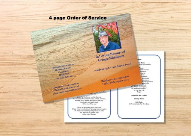 Four page order of Service